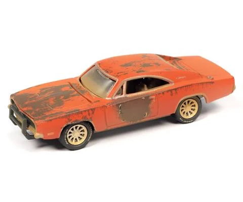 1969 Dodge Charger in Weathered Orange with Faded Graphics - JOHNNY LIGHTNING
