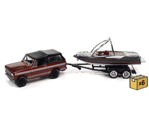1979 International Scout II in Red and Black with Malibu Boat and Trailer - 6 pieces in a Non-Returnable Factory-Sealed