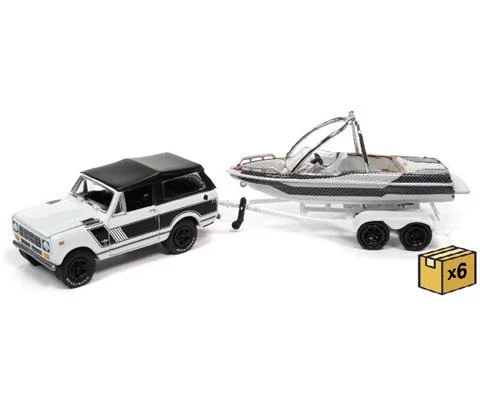 1979 International Scout II in White and Black with Malibu Boat and Trailer - 6 pieces in a Non-Returnable Factory-Sealed