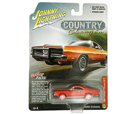 1969 Dodge Charger in Orange with White Rims and Chassis - JOHNNY LIGHTNING