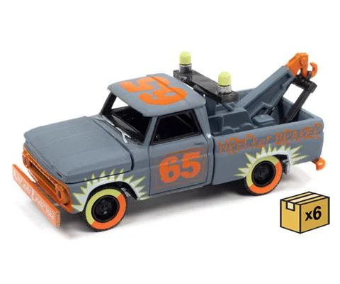 1965 Chevrolet Tow Truck Smoke Blue-Gray - Demolition Derby - 6 pieces in a Non-Returnable Factory-Sealed CASE