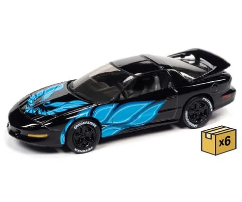 1993 Pontiac Firebird T/A in Black with Blue Firebird Flames - Black with Ice Blue Flames - 6 pieces in