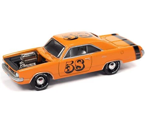 1970 Dodge Dart in Raging-Hot Metallic Orange with Black Stripe and White Interior - Spoilers
