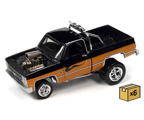 1985 Chevrolet Silverado Pickup Truck in Gloss Black and Sunset Orange Metallic - Zinger - 6 pieces in a Non-Returnable