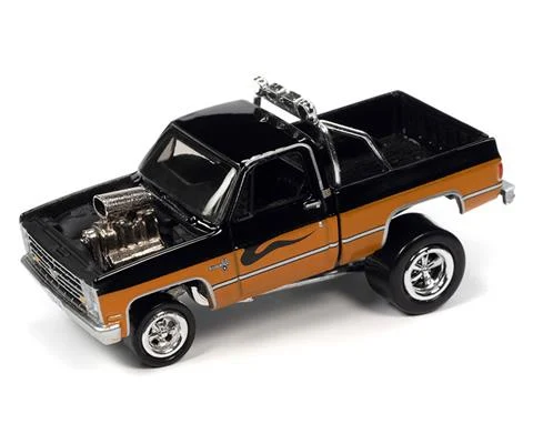 1985 Chevrolet Silverado Pickup Truck in Gloss Black and Sunset Orange Metallic - Zinger