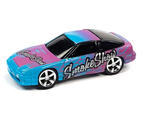 1990 Nissan 240SX in Cyan and Purple Smoke Show Graphics- Import Heat/Drift