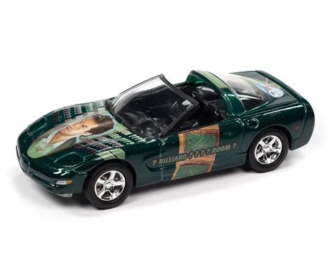 Modern Clue - 2000 Chevrolet Corvette Z06 in Dark Green- Mr Green Billiard Room with Revolver Graphics with Poker Chip