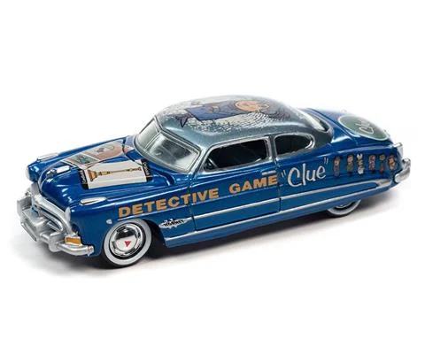 Vintage 1951 Hudson Hornet Mrs Peacock/ Poker Chip in Lagoon Blue with Bali Blue Clue Graphics - JOHNNY LIGHTNING