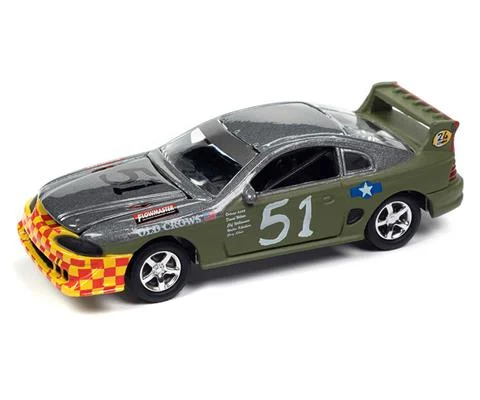 1990s Ford Mustang Race Dark Silver and Army Green with Old Crows 24hrs of LeMons - JOHNNY LIGHTNING