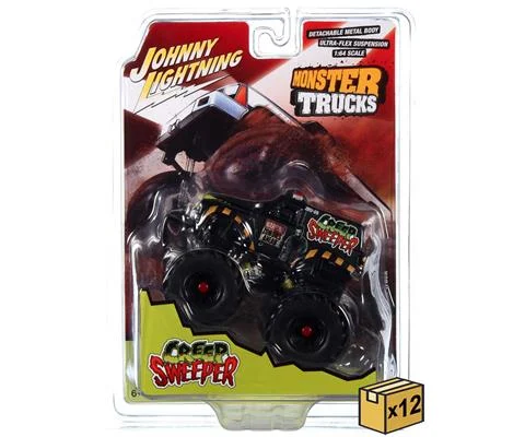 Creep Sweeper Zombie Response Unit Monster Truck in Flat Black Green and Red with Red and Black Tires - 12