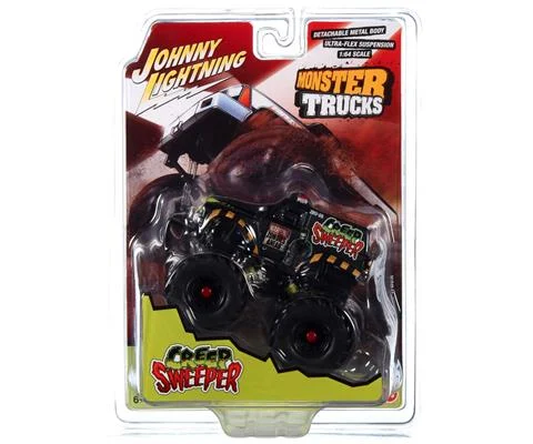 Creep Sweeper Zombie Response Unit Monster Truck in Flat Black Green and Red with Red and Black Tires - JOHNNY LIGHTNING