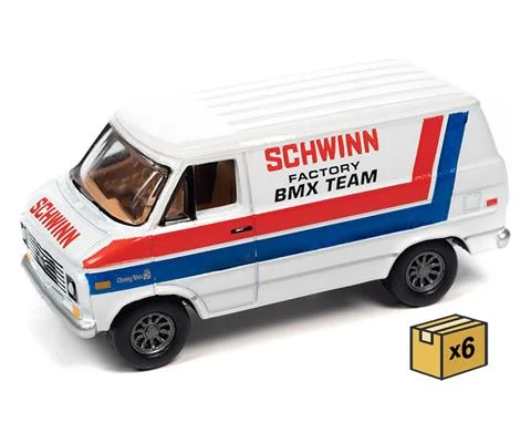 Schwinn 1976 Chevrolet Van G20 BMX/Freestyle Bikes in White with Red and Blue Stripes - 6 pieces in a Non-Returnable