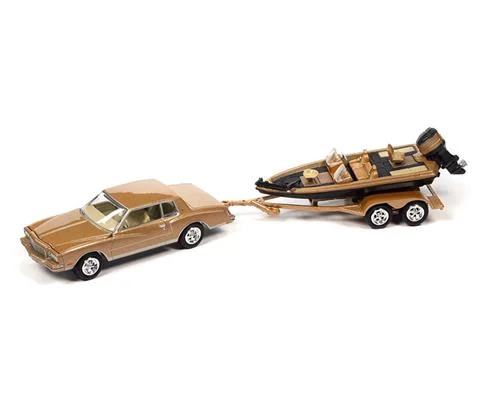 1980 Chevrolet Monte Carlo with Bass Boat in Light Camel Poly - JOHNNY LIGHTNING