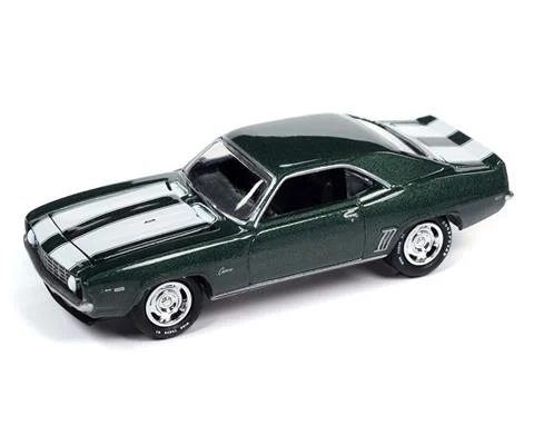 1969 Chevrolet Camaro Z/28 in Forest Green with USPS Postage Stamp Trading Card - JOHNNY LIGHTNING