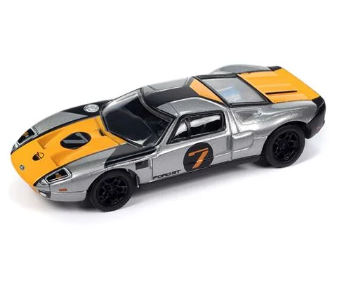 2005 Ford GT in Gunmetal with Orange and Flat Black Race Graphics - JOHNNY LIGHTNING