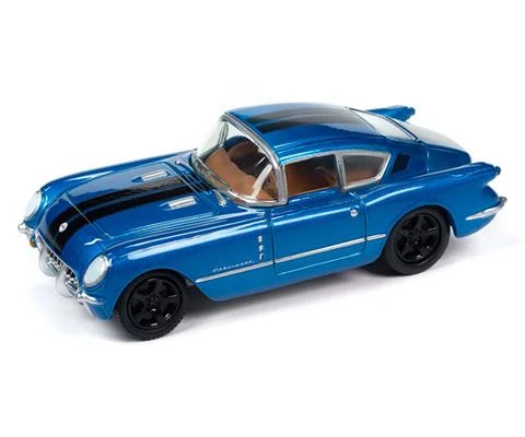 1954 Chevrolet Corvair Concept Car in Trublue Metallic with Black Stripes - JOHNNY LIGHTNING