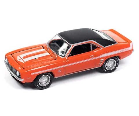 1969 Chevrolet Yenko Camaro in Hugger Orange with Black Vinyl Roof and White Yenko Stripes - JOHNNY LIGHTNING