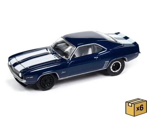 1969 Chevrolet Camaro Z28 in Metallic Blue with White Stripes - 6 pieces in a Non-Returnable Factory-Sealed CASE