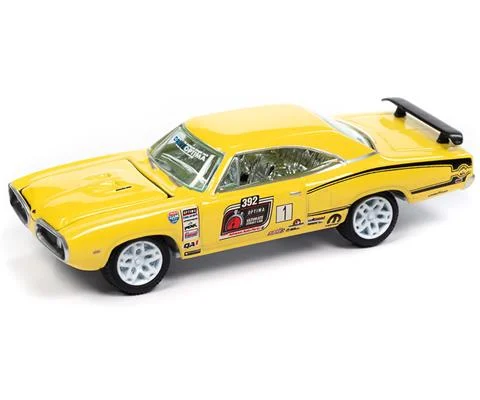 1970 Dodge Super Bee in Banana Yellow with Optima Ultimate Street Car Race Graphics and White Lightning Chassis and Rims - JOHNNY LIGHTNING