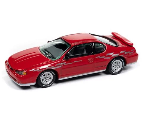 2000 Chevrolet Monte Carlo SS in Torch Red with Checkered Side Stripe - JOHNNY LIGHTNING