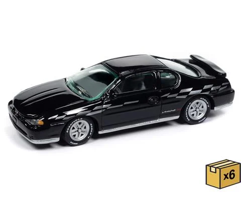 2001 Chevrolet Monte Carlo SS in Gloss Black with Checkered Side Stripe - 6 pieces in a Non-Returnable Factory-Sealed CASE