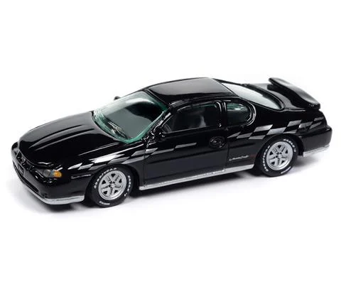 2001 Chevrolet Monte Carlo SS in Gloss Black with Checkered Side Stripe - JOHNNY LIGHTNING