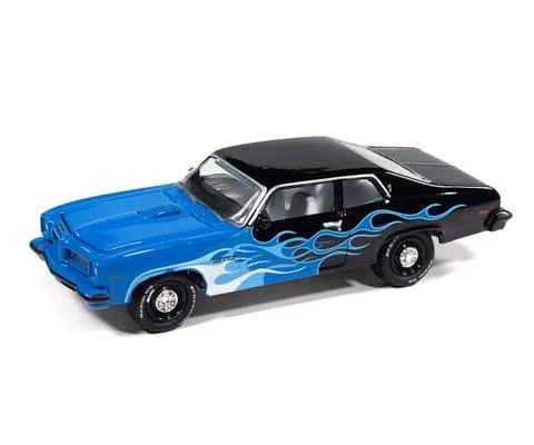 1974 Pontiac GTO in Black with Blue Flames - JOHNNY LIGHTNING