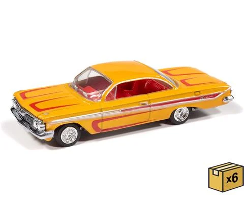 1961 Chevrolet Impala SS 409 in Metallic Yellow and Red - Scrapin - 6 pieces in a Non-Returnable Factory-Sealed CASE