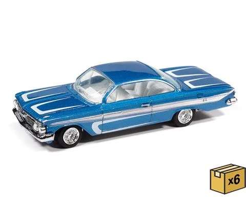1961 Chevrolet Impala SS 409 in Metallic Blue and White - Scrapin - 6 pieces in a Non-Returnable Factory-Sealed CASE