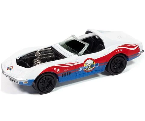 Stuntman Mikes Ride Along Racing - 1969 Chevrolet Corvette in Gloss White with Red and Metallic Blue with Atomic Bomb