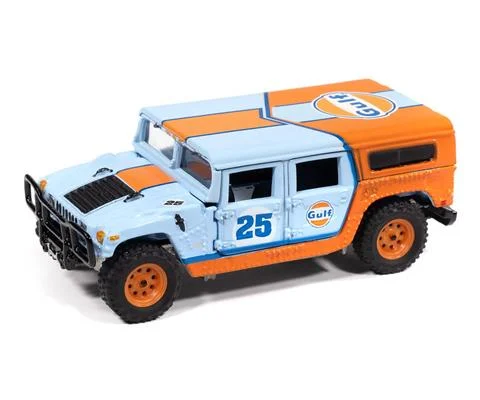 2006 Hummer H1 Off Road in Gulf Light Blue with Orange Graphics - JOHNNY LIGHTNING