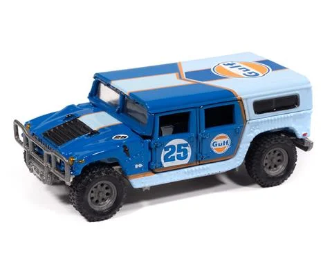 2006 Hummer H1 Off Road in Gulf Dark Blue with Orange Graphics - JOHNNY LIGHTNING