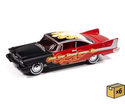 1958 Plymouth Fury Kustomized in Flat Black with Flames to Red - 6 pieces in a Non-Returnable Factory-Sealed CASE