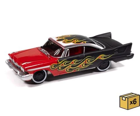 1958 Plymouth Fury Kustomized in Gloss Red with Flames to Black - 6 pieces in a Non-Returnable Factory-Sealed CASE
