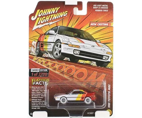 1991 Toyota MR2 in White Yellow Orange and Red with White Wheels and Chrome Interior - JOHNNY LIGHTNING