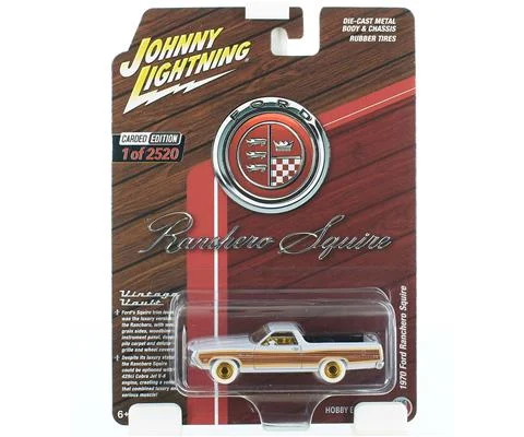 1970 Ford Ranchero in White Lightning with Gold Rims White Tires and White Chassis - JOHNNY LIGHTNING