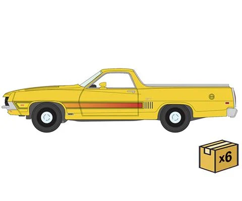 1970 Ford Ranchero GT in Bright Yellow - 6 pieces in a Non-Returnable Factory-Sealed CASE