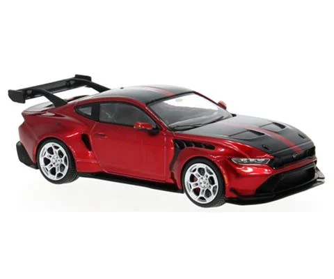 2025 Ford Mustang GTD in Metallic Dark Red with Black Stripes - IXO MODELS