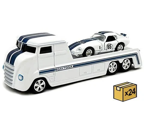Shelby Daytona Hauler with #65 Daytona Coupe in White with Blue Stripes - 24-Pieces in a Non-Returnable Factory-Sealed Case