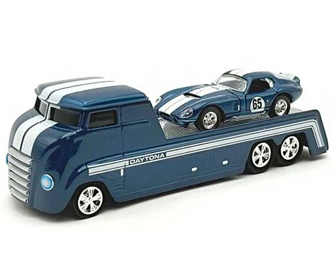 Shelby Daytona Hauler with #65 Daytona Coupe in Blue with White Stripes - ACME