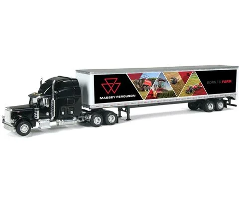 Massey Ferguson Born to Farm - Peterbilt 379 Sleeper Cab in Black with Box Trailer