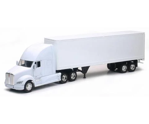 Kenworth T700 Long Hauler in White With Dry Van Trailer - NEW-RAY
