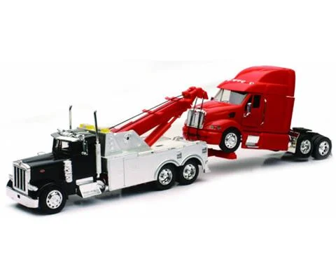 Peterbilt 379 Tow Truck Hauling a Semi Tractor Cab Only - NEW-RAY