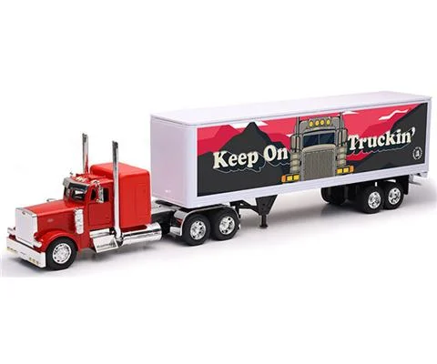 Peterbilt Custom 379 Semi Truck with Dry Van Trailer with Keep on Truckin Graphics - NEW-RAY