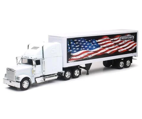 Freightliner Classic XL Semi Truck and Dry Van with Patriotic Graphics - NEW-RAY