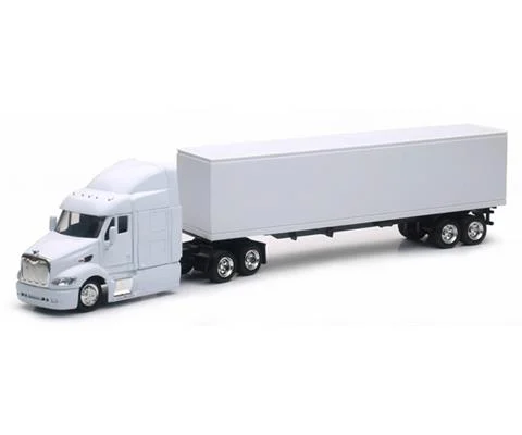 Peterbilt 387 Semi Truck with Dry Van Trailer in White - NEW-RAY