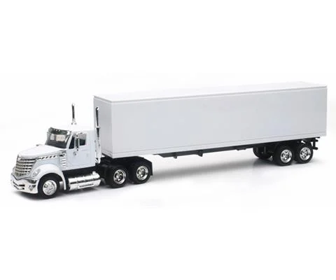 International Lonestar Semi Truck with Dry Van Trailer in White - NEW-RAY