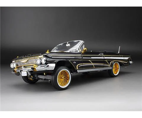 1961 Chevrolet Impala Open Convertible Lowrider in Black with Gold AccentsFeatures - SUNSTAR