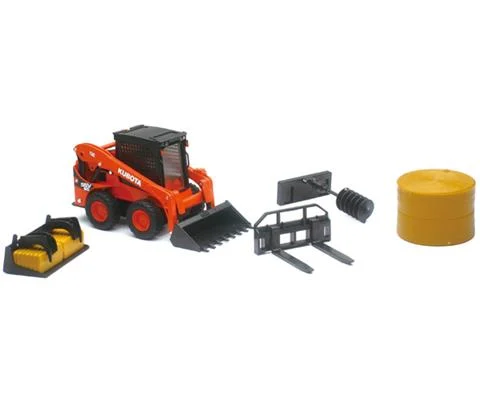 Kubota SSV65 Skid Loader with Interchangeable Attachments and Hay Bales - NEW-RAY