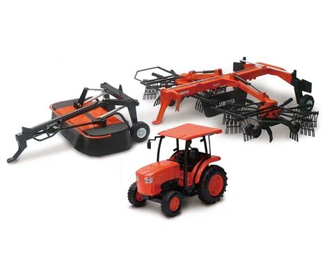 Kubota Farm Tractor with Rake and Disc Mower - NEW-RAY